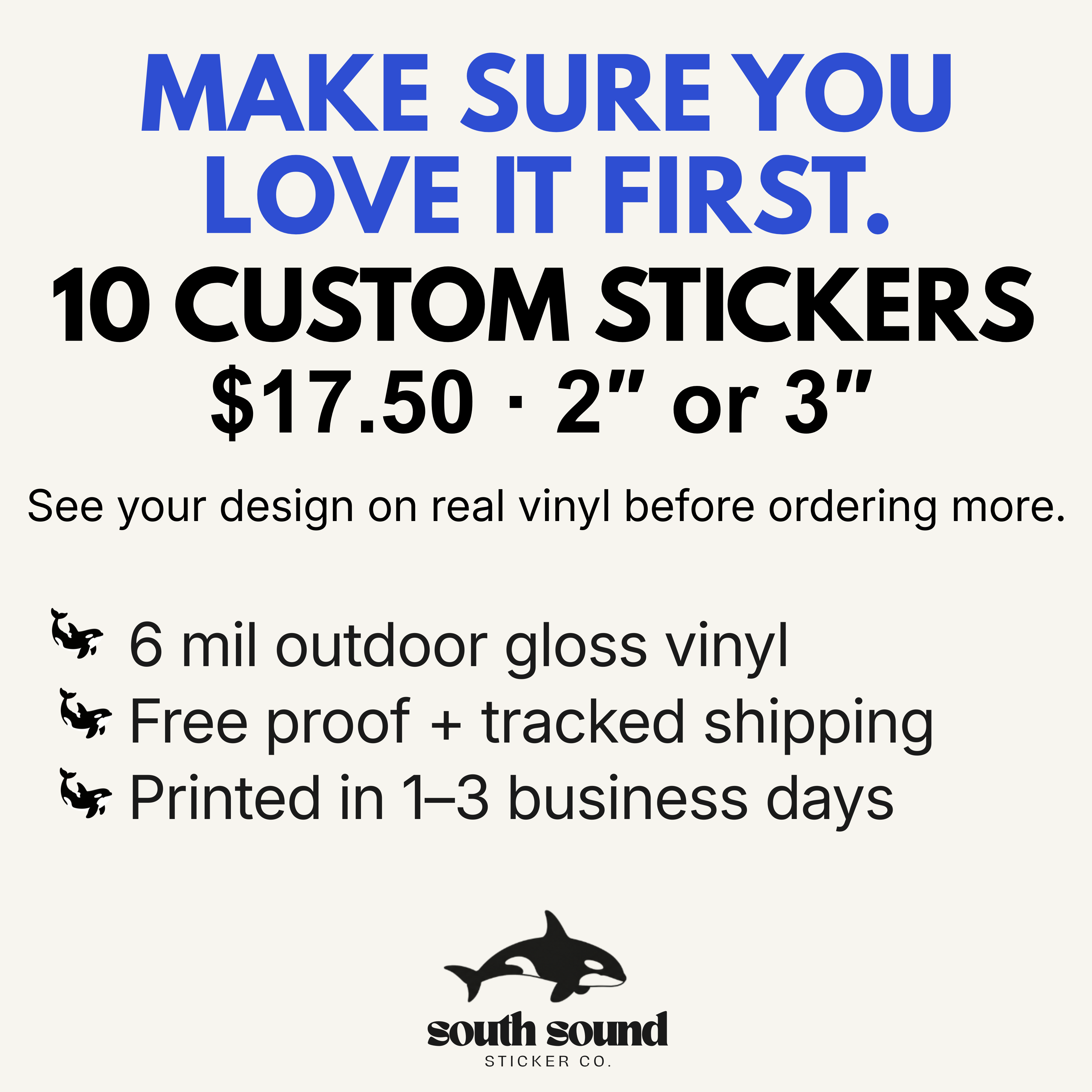 10 Custom Stickers — Try Your Design First